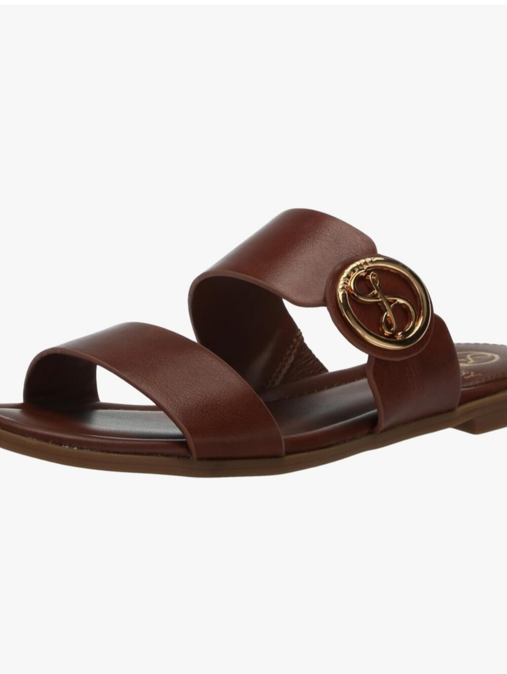 Sam & Libby Aged Whiskey Brown Tamora Double Band Slide Flat Sandals Coastal